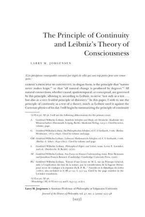 The Principle of Continuity and Leibniz's Theory of Consciousness