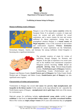 Trafficking in Human Beings in Hungary