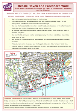 Hessle Haven and Foreshore Walk Stroll Along the Hessle Foreshore for Views of the Humber, Its Bridge and Its Shipping