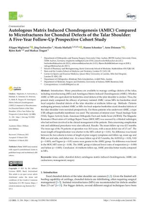 (AMIC) Compared to Microfractures for Chondral Defects of the Talar Shoulder: a Five-Year Follow-Up Prospective Cohort Study