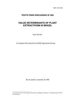 Value Determinants of Plant Extractivism in Brazil