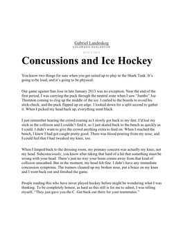 Concussions and Ice Hockey
