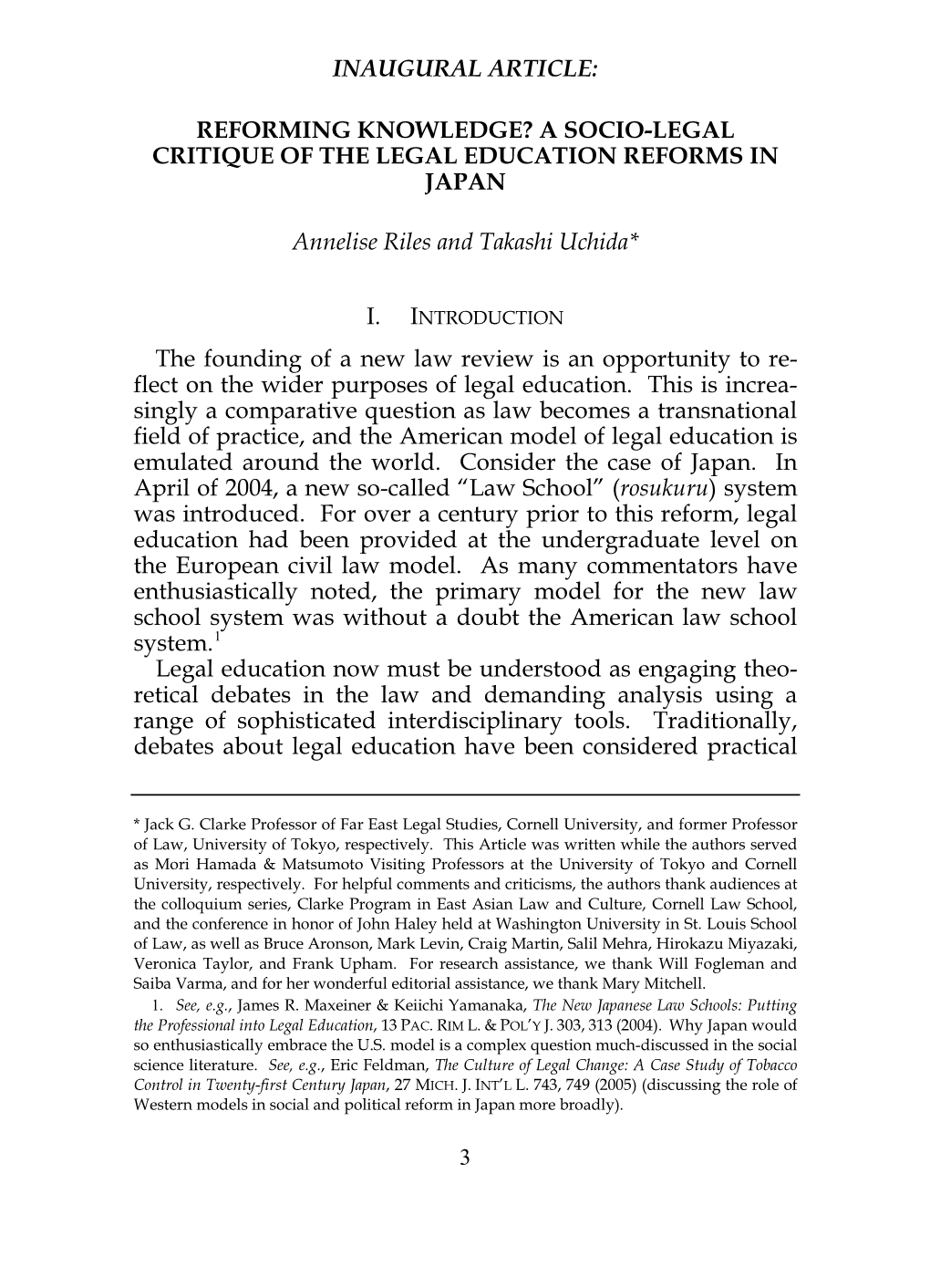 Reforming Knowledge? a Socio-Legal Critique of the Legal Education Reforms in Japan