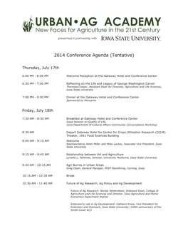 2014 Conference Agenda (Tentative)