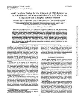 III of Escherichia Coli: Characterization of a Hole Mutant and Comparison with a Dnaq (6-Subunit) Mutant STEVEN C