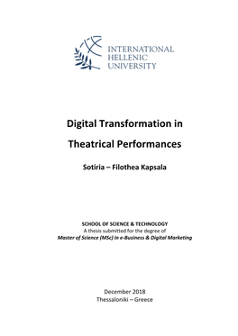 Digital Transformation in Theatrical Performances