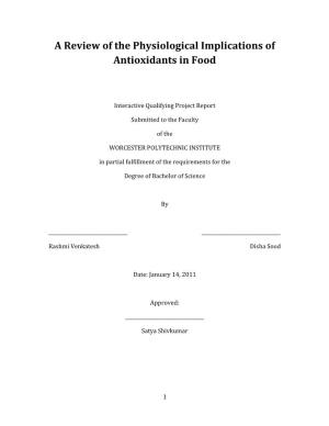 A Review of the Physiological Implications of Antioxidants in Food