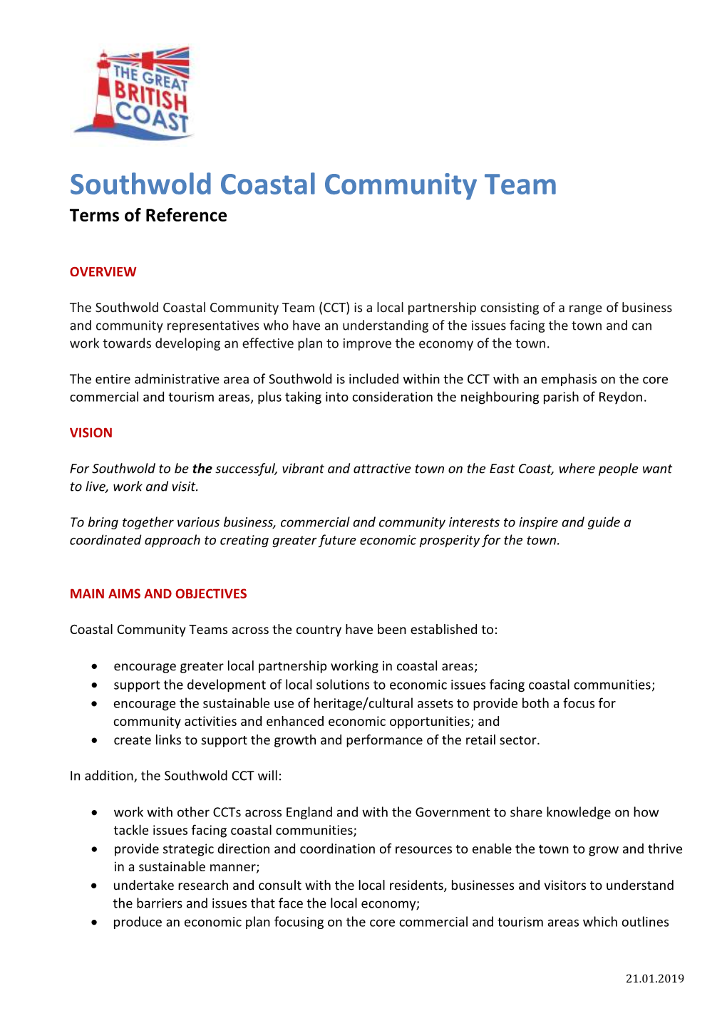 Southwold Coastal Community Team Terms of Reference