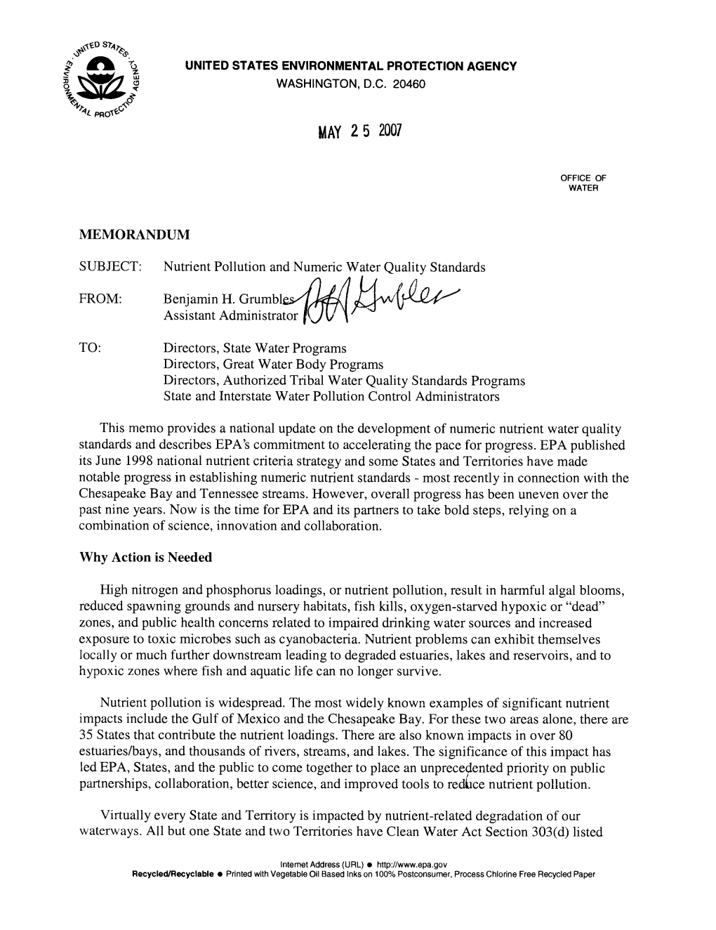 Nutrient Pollution and Numeric Water Quality Standards