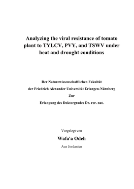 Analyzing the Viral Resistance of Tomato Plant to TYLCV, PVY, and TSWV Under Heat and Drought Conditions