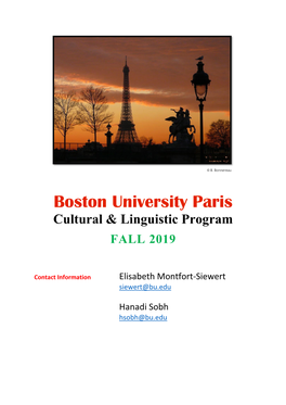 Boston University Paris Cultural & Linguistic Program FALL 2019