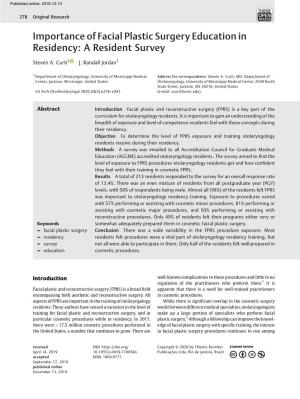 Importance of Facial Plastic Surgery Education in Residency: a Resident Survey