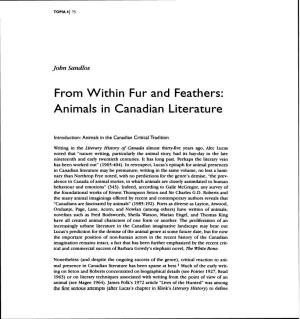 Animals in Canadian Literature