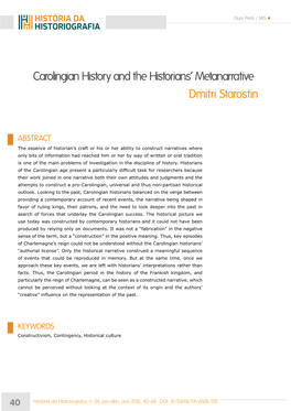 Carolingian History and the Historians' Metanarrative Dmitri Starostin