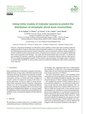 Using Niche Models of Indicator Species to Predict the Distribution of Xerophytic Shrub Dune Communities