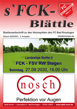 Blättle Stadionzeitschrift Zu Den Heimspielen Des FC Bad Krozingen Saison 2020/2021, 3