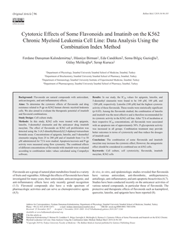 Cytotoxic Effects of Some Flavonoids and Imatinib on the K562 Chronic Myeloid Leukemia Cell Line: Data Analysis Using the Combination Index Method