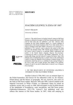 History Joachim Lelewel's Edda of 1807