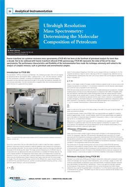 Ultrahigh Resolution Mass Spectrometry: Determining the Molecular Composition of Petroleum
