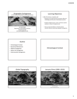 Orographic Cyclogenesis Learning Objectives Outline Climatological Context Global Topography January Climo (1981–2010)