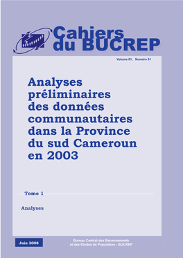 Cahiers Du BUCREP Volume 01, Numéro 01