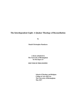 The Interdependent Light: a Quaker Theology of Reconciliation