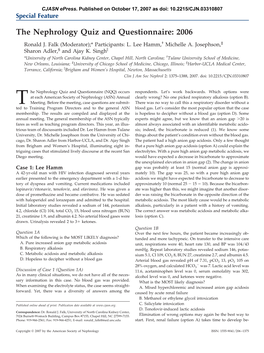 The Nephrology Quiz and Questionnaire: 2006