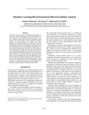 Machine-Learning-Based Functional Microcirculation Analysis