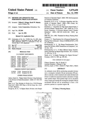 III IIIII US005475630A United States Patent (19) 11 Patent Number: 5,475,630 Briggs Et Al