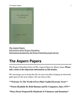 The Aspern Papers 1