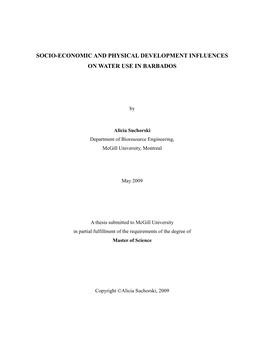 Socio-Economic and Physical Development Influences on Water Use in Barbados