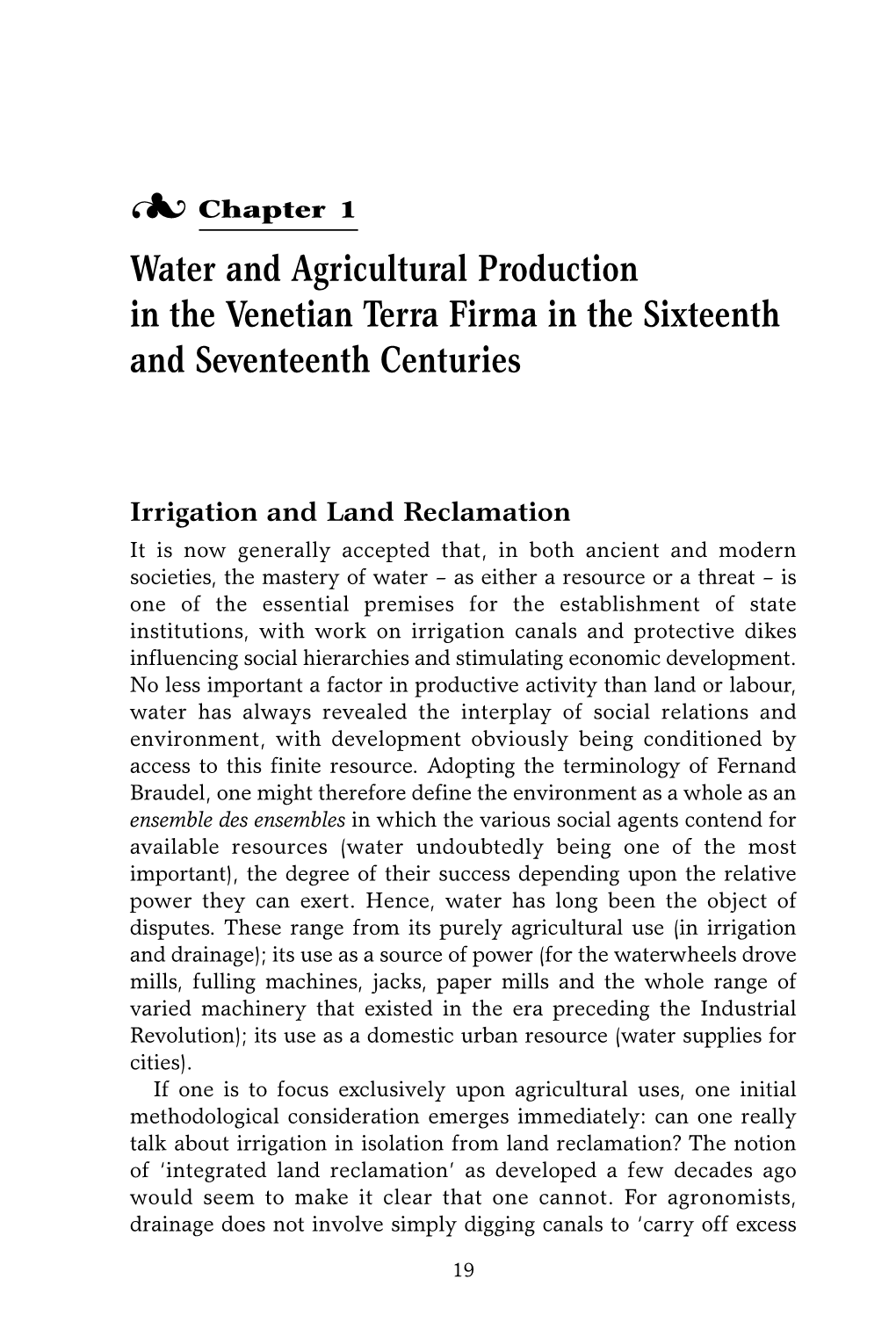 Water and Agricultural Production in the Venetian Terra Firma in the Sixteenth and Seventeenth Centuries