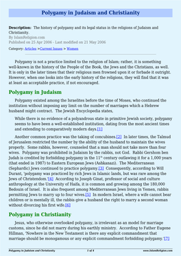 Polygamy in Judaism and Christianity