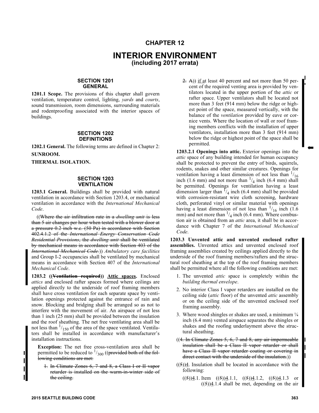 Seattle Building Code, Chapter 12, Interior Environment