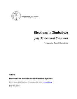 Elections in Zimbabwe July 31 General Elections
