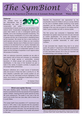 The Symbiont News from the Department of Biodiversity & Systematic Biology (Biosyb) Winter 2010/11