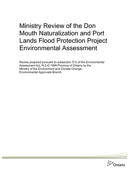 Ministry Review of the Don Mouth Naturalization and Port Lands Flood Protection Project Environmental Assessment
