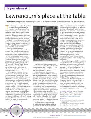 Lawrencium's Place at the Table