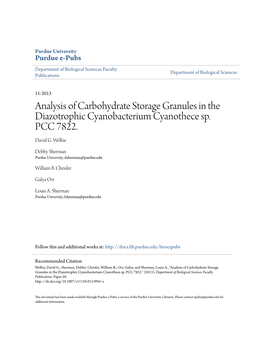 Analysis of Carbohydrate Storage Granules in the Diazotrophic Cyanobacterium Cyanothece Sp