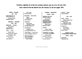 Territoires Supprimés De La Liste Des Territoires Infectés Entre Les 14 Et 20 Août 1964 Areas Removed from the Infected Area List Between 14 and 20 August 1964