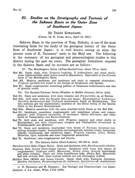 51. Studies on the Stratigraphy and Tectonic of the Sakawa Basin in the Outer Zone of Southwest Japan