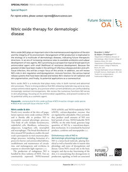 Nitric Oxide Therapy for Dermatologic Disease