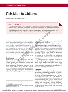 Piebaldism in Children