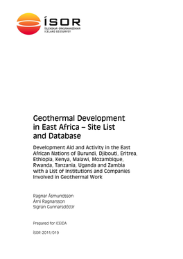 Geothermal Development in East Africa – Site List and Database