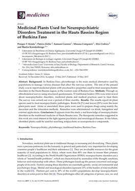 Medicinal Plants Used for Neuropsychiatric Disorders Treatment in the Hauts Bassins Region of Burkina Faso