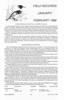 Field Records January/ February 1988