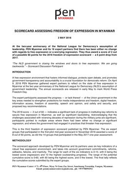 Scorecard Assessing Freedom of Expression in Myanmar