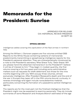 Memoranda for the President: Sunrise