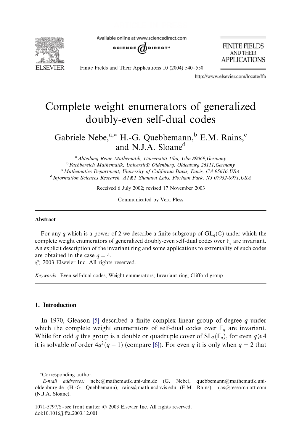 Complete Weight Enumerators of Generalized Doubly-Even Self-Dual Codes