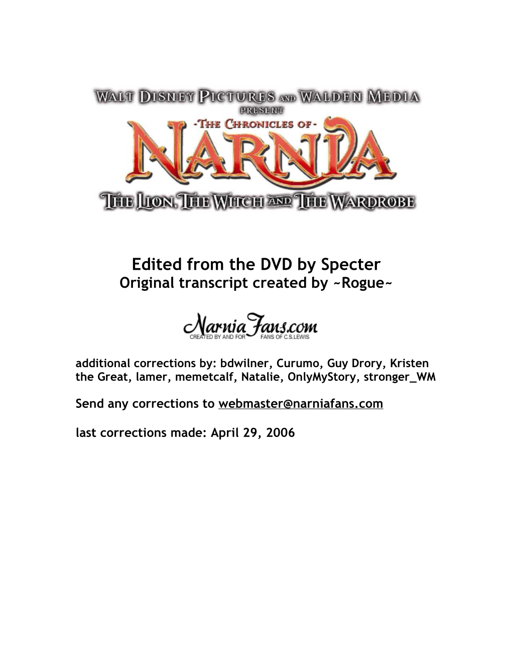 Narnia Script